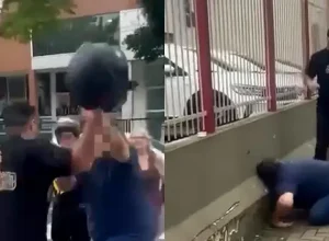 discussao-semaforo-briga-capacete-homem-caido-calcada-criciuma